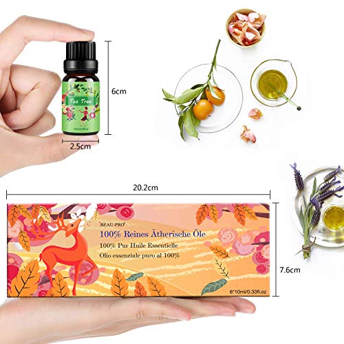 Set de aceites esenciales,100% Natural Puro Aromaterapia Aceite Aromático,6 x 10 ml (Lavanda, Hierba de Limón, Menta, Eucalipto, Árbol de té, Naranja dulce) para Humidificador y Difusor Aroma Set de aceites esenciales,100% Natural Puro Aromaterapia Aceite Aromático,6 x 10 ml (Lavanda, Hierba de Limón, Menta, Eucalipto, Árbol de té, Naranja dulce) para Humidificador y Difusor Aroma