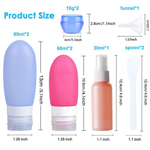 Set de Botellas de Silicona de Viaje 10 Pack, TSA Approved Contenedor de Viaje a Prueba de Fugas para Champú, Loción y Acondicionador, Accesorios Tubos de Viaje Set de Botellas de Silicona de Viaje 10 Pack, TSA Approved Contenedor de Viaje a Prueba de Fugas para Champú, Loción y Acondicionador, Accesorios Tubos de Viaje