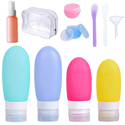 Set de Botellas de Silicona de Viaje 10 Pack, TSA Approved Contenedor de Viaje a Prueba de Fugas para Champú, Loción y Acondicionador, Accesorios Tubos de Viaje Set de Botellas de Silicona de Viaje 10 Pack, TSA Approved Contenedor de Viaje a Prueba de Fugas para Champú, Loción y Acondicionador, Accesorios Tubos de Viaje