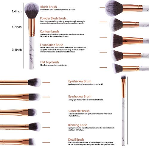 Set de brochas de maquillaje profesional Ruesious 10 piezas Pinceles de maquillaje Set Premium Synthetic Foundation Brush Blending Face Powder Blush Concealers Kit de pinceles Set de brochas de maquillaje profesional Ruesious 10 piezas Pinceles de maquillaje Set Premium Synthetic Foundation Brush Blending Face Powder Blush Concealers Kit de pinceles