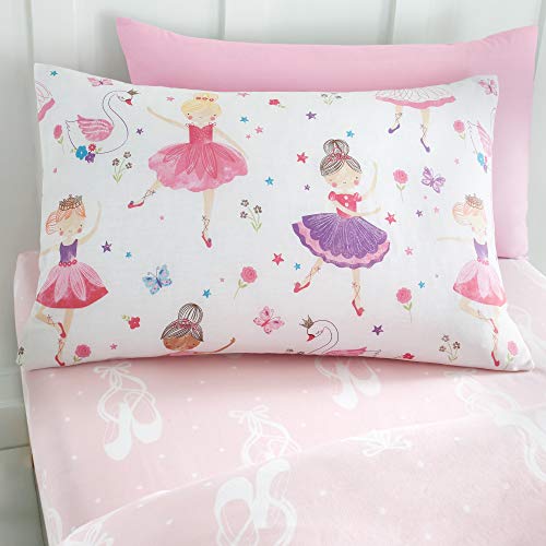Set de Fundas Infantiles para edredón - Reversible - Estampado con Bailarinas de Ballet - Rosa - Individual Set de Fundas Infantiles para edredón - Reversible - Estampado con Bailarinas de Ballet - Rosa - Individual