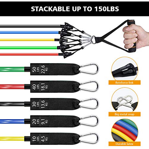 Set di Fasce di Resistenza con Ancoraggio per Porta e Maniglie Yoga Pilates Elasticity Fitness Tube Workout Bands, per Guadagno Muscolare, Aumento Della Forza, riduzione del Grasso Set di Fasce di Resistenza con Ancoraggio per Porta e Maniglie Yoga Pilates Elasticity Fitness Tube Workout Bands, per Guadagno Muscolare, Aumento Della Forza, riduzione del Grasso