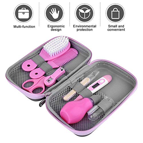 Set para el cuidado del bebé - 8 piezas/juego de recién nacido bebé niños Cuidado Set, uñas pelo salud Cuidado Termómetro Pincel Kit (rosa)