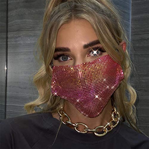 Sethexy Brillante Lentejuela Máscara de malla Lentejuelas Rojo colorido Club nocturno Accesorios de Halloween Mardi Gras Máscaras de cristal para mujeres y niñas