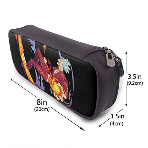 Seven Deadly Sins Ban Fire - Estuche de piel sintética para lápices de maquillaje, para estudiantes, estuche de oficina, estuche de maquillaje, bolsa de cosméticos con cremallera Seven Deadly Sins Ban Fire - Estuche de piel sintética para lápices de maquillaje, para estudiantes, estuche de oficina, estuche de maquillaje, bolsa de cosméticos con cremallera