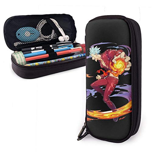 Seven Deadly Sins Ban Fire - Estuche de piel sintética para lápices de maquillaje, para estudiantes, estuche de oficina, estuche de maquillaje, bolsa de cosméticos con cremallera Seven Deadly Sins Ban Fire - Estuche de piel sintética para lápices de maquillaje, para estudiantes, estuche de oficina, estuche de maquillaje, bolsa de cosméticos con cremallera