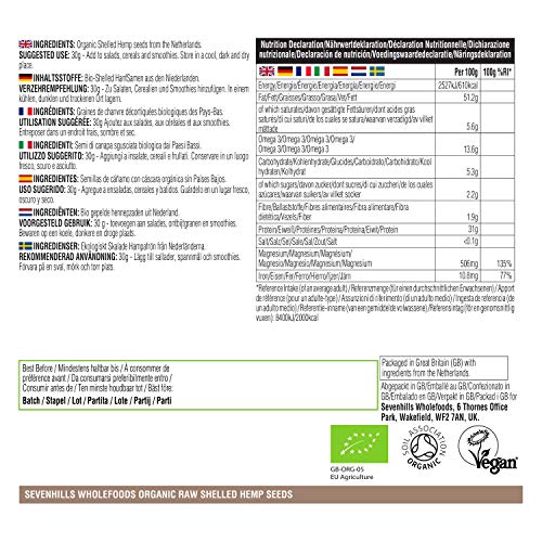 Sevenhills Wholefoods Semilla De Cáñamo Peladas Crudas Orgánico 1kg Sevenhills Wholefoods Semilla De Cáñamo Peladas Crudas Orgánico 1kg