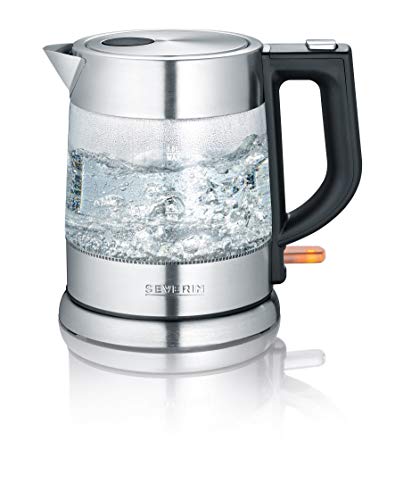 SEVERIN Hervidor de Agua de Cristal, 1 L, 2.200 W aprox., WK 3468, Acero Inoxidable/Negro SEVERIN Hervidor de Agua de Cristal, 1 L, 2.200 W aprox., WK 3468, Acero Inoxidable/Negro