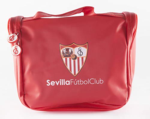 Sevilla Fútbol Club Neceser de Viaje - Producto Oficial del Equipo, con Percha para Colgar y Varias Alturas para Guardar Artículos de Aseo