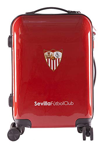 Sevilla Fútbol Club - Pack de Viaje Maleta y Accesorios - Producto Oficial del Equipo Temporada 19/20. Incluye Almohada Cervical, Organizador de Equipaje, Neceser, Antifaz y Etiqueta de Equipaje.