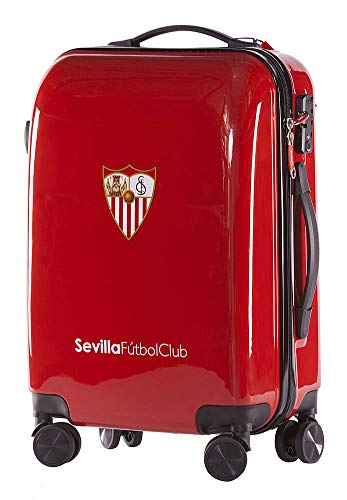 Sevilla Fútbol Club - Pack de Viaje Maleta y Accesorios - Producto Oficial del Equipo Temporada 19/20. Incluye Almohada Cervical, Organizador de Equipaje, Neceser, Antifaz y Etiqueta de Equipaje.