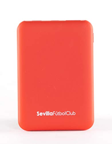 Sevilla Fútbol Club-Power Bank- Bateria Externa para móvil. Producto oficial Sevilla FC 5.000 mAh. Entrada Tipo C y Micro USB. Salida USB. Tamaño pequeño y ligero