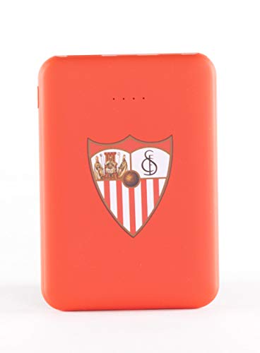 Sevilla Fútbol Club-Power Bank- Bateria Externa para móvil. Producto oficial Sevilla FC 5.000 mAh. Entrada Tipo C y Micro USB. Salida USB. Tamaño pequeño y ligero