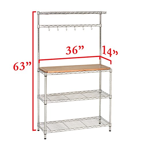 Seville Classics Estante para Cocina de Madera Maciza, 35,5 x 91,4 x 160 cm