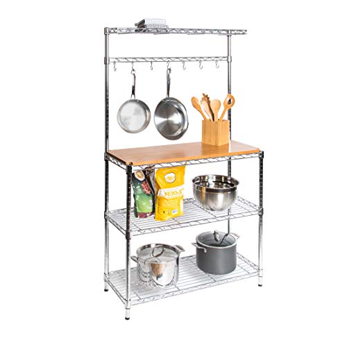 Seville Classics Estante para Cocina de Madera Maciza, 35,5 x 91,4 x 160 cm