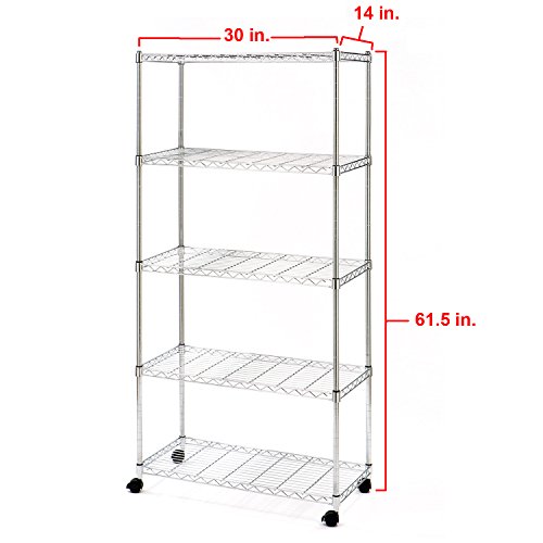 Seville Classics SHE14305ZB estantería con 5 Suelos, Metal galvanizado, 76,2 x 35,6 x 152,4 cm, Plata Seville Classics SHE14305ZB estantería con 5 Suelos, Metal galvanizado, 76,2 x 35,6 x 152,4 cm, Plata