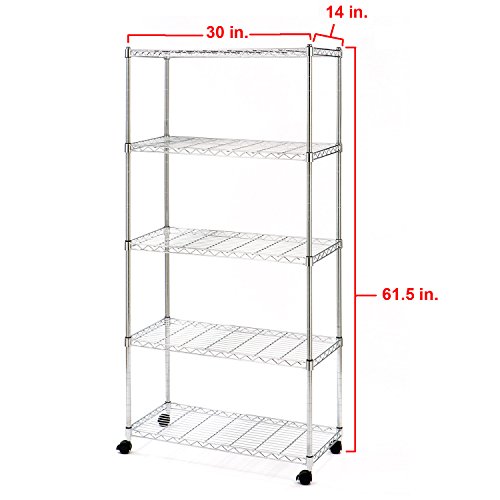 Seville Classics SHE14305ZB estantería con 5 Suelos, Metal galvanizado, 76,2 x 35,6 x 152,4 cm, Plata