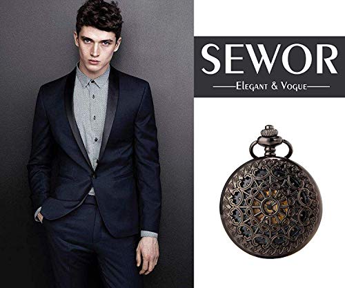 SEWOR clásico movimiento luminoso escala automática de oro de esqueleto mecánico automático viento reloj de bolsillo (Malla) SEWOR clásico movimiento luminoso escala automática de oro de esqueleto mecánico automático viento reloj de bolsillo (Malla)