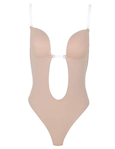 Sexy Body para Mujer con Profundo Escote en V y Correas Transparentes Sin Espalda Sin Mangas Mono Corsé Oculto Body Shapewear…