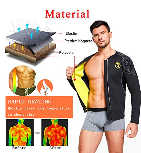 SEXYWG Trajes De Sudoracion Hombre Cremallera Adelgazantes Faja Sauna Deportiva Camiseta Reductoras Sudoración para Fitness Adelgazar Neopreno