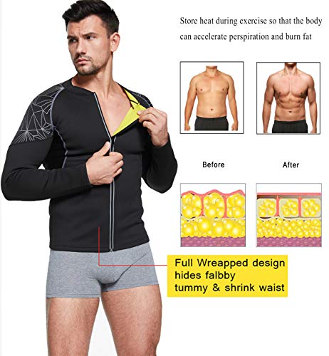 SEXYWG Trajes De Sudoracion Hombre Cremallera Adelgazantes Faja Sauna Deportiva Camiseta Reductoras Sudoración para Fitness Adelgazar Neopreno