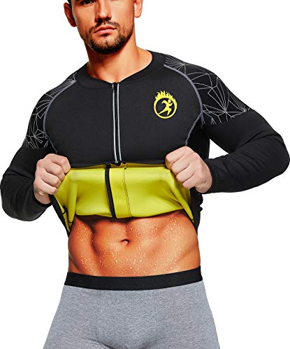 SEXYWG Trajes De Sudoracion Hombre Cremallera Adelgazantes Faja Sauna Deportiva Camiseta Reductoras Sudoración para Fitness Adelgazar Neopreno