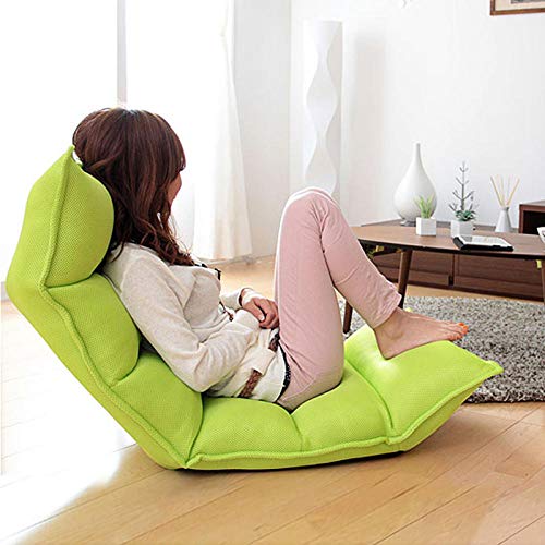 SFDIYI Silla De Piso Plegable Estilo Japonés Banco De Meditación Balcón Dormitorio Juegos Lectura Ajustable Sillón Gris Lavable