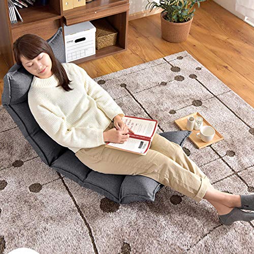 SFDIYI Silla De Piso Plegable Estilo Japonés Banco De Meditación Balcón Dormitorio Juegos Lectura Ajustable Sillón Gris Lavable