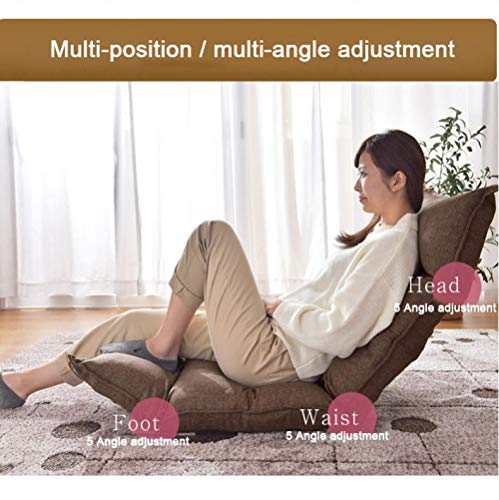 SFDIYI Silla De Piso Plegable Estilo Japonés Banco De Meditación Balcón Dormitorio Juegos Lectura Ajustable Sillón Gris Lavable