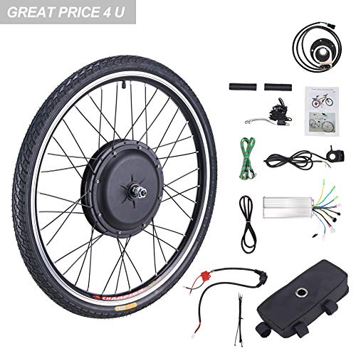 Sfeomi Kit de Conversión de Bicicleta Eléctrica 48V 1000W Kit de Conversión de Bicicleta 26’’ Rueda Electric Bike Conversion Kit con Controlador de Modo Dual (para Rueda Delantera)