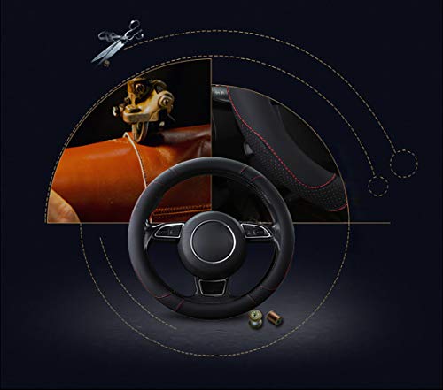 SFONIA Cubierta del Volante Fundas para Volante de Cuero del Microfibra Universal 37-38cm / 15" Antideslizante Transpirable Durable (Color Negro) SFONIA Cubierta del Volante Fundas para Volante de Cuero del Microfibra Universal 37-38cm / 15" Antideslizante Transpirable Durable (Color Negro)