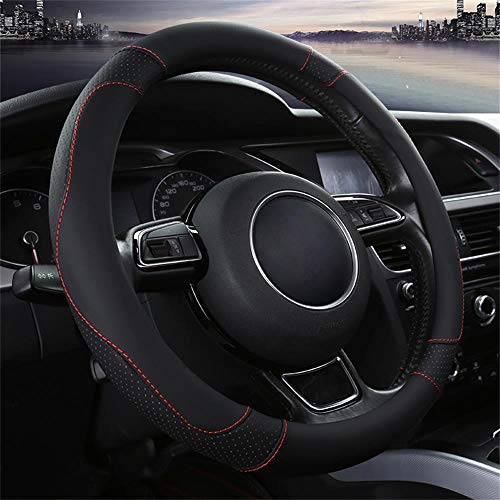 SFONIA Cubierta del Volante Fundas para Volante de Cuero del Microfibra Universal 37-38cm / 15" Antideslizante Transpirable Durable (Color Negro) SFONIA Cubierta del Volante Fundas para Volante de Cuero del Microfibra Universal 37-38cm / 15" Antideslizante Transpirable Durable (Color Negro)