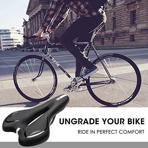 SGODDE Sillín de Bici de Gel, Sillin Bicicleta Montaña, 16x28 cm Cojín de Asiento de Bici de Gel Ergonómico y Cómodo, Impermeable y Transpirable para MTB,Bicicleta de Carretera,con Funda Impermeable