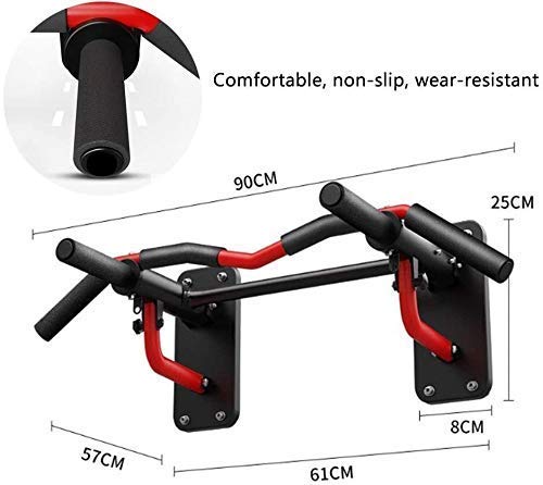 SGSG Barra de dominadas Barra de Ejercicios para Barbilla montada en la Pared Barra de Entrenamiento para la Parte Superior del Cuerpo con 6 Posiciones de Agarre y Cuerdas eléctricas, 2
