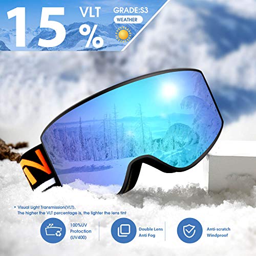 SGTTX Gafas de esquí de doble capa con lente OTG para snowboard, antivaho, protección UV400, compatible con casco de esquí, para hombres, mujeres, jóvenes, adultos