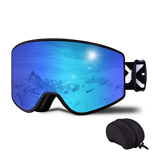 SGTTX Gafas de esquí de doble capa con lente OTG para snowboard, antivaho, protección UV400, compatible con casco de esquí, para hombres, mujeres, jóvenes, adultos