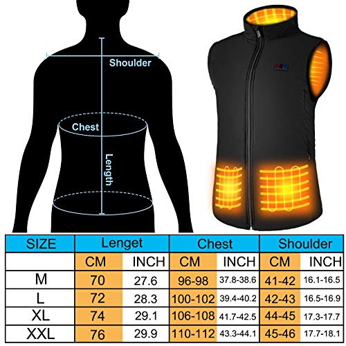 SHAALEK Chaleco Calefactable Hombres Mujeres - 7,4V Chaqueta Calefactable De Deportes de Invierno al Aire Libre