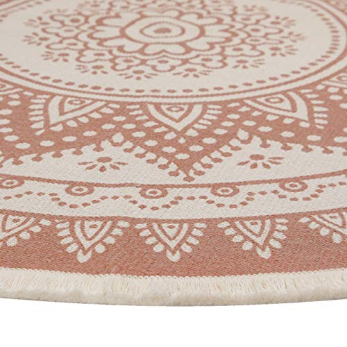 SHACOS Alfombra Redonda de algodón con Borla Alfombra Mandala Tejida, Sala de Estar/Dormitorio/Estudio/Alfombras de Mesa de Centro, diámetro 120 cm