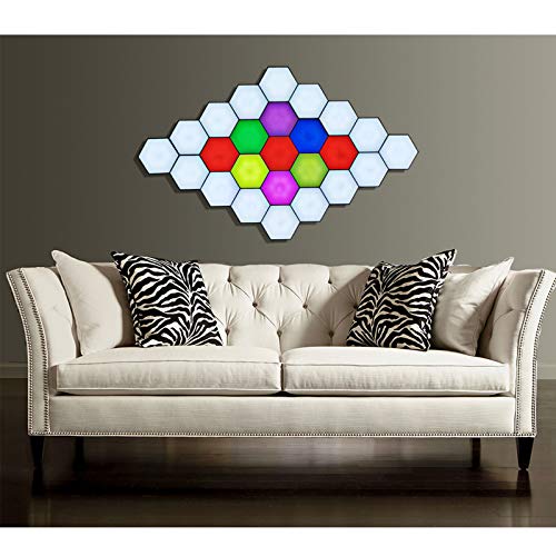 SHAIRMB Paneles Luces TáCtiles, Azulejos IluminacióN Pared, Luces Hexagonales, luz Nocturna TáCtil, Utilizada en Dormitorio, BañO, Sala Estar, DíA NiñOs, DecoracióN NavideñA,Rojo,6 PCS