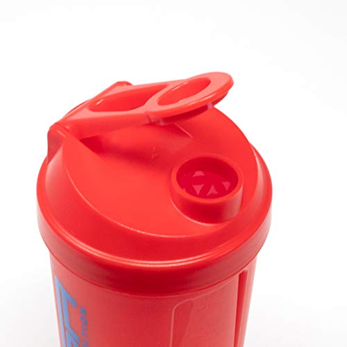 Shaker 500 ml con compartimento para los polvos, Preparador de batidos de proteínas y BCAA, libres de BPA y a prueba de vertidos, de la marca de deporte profesional FSA Nutrition - Rojo