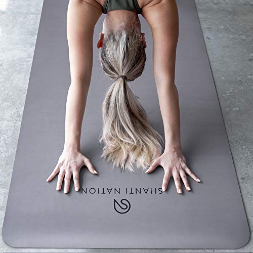 SHANTI NATION - Shanti Mat Pro XL - Esterilla de yoga antideslizante - extra grande - 195 x 68 x 0,4 cm - con caucho natural - también para pilates y fitness - gris frío