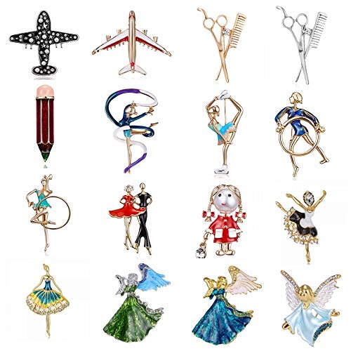 SHAOWU Esmalte ángel Plano Tijeras lápiz Gimnasia Bailarina de Ballet broches de Mujer Broche de niña Pines Regalo 13 SHAOWU Esmalte ángel Plano Tijeras lápiz Gimnasia Bailarina de Ballet broches de Mujer Broche de niña Pines Regalo 13