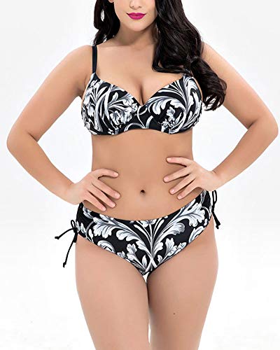 Shaoyao Mujer Bikini Tallas Grandes Set Conjunto De Baño Push Up Negro 50