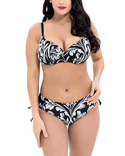 Shaoyao Mujer Bikini Tallas Grandes Set Conjunto De Baño Push Up Negro 50