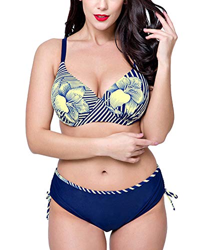 Shaoyao Mujer Estampado De Flores Bikini Tallas Grandes Bañadores Traje De Baño 50