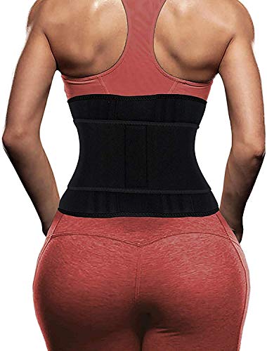 SHAPERX Sport Belt, Cinturón Deportivo Waist Trainer Faja Transpirable Posnatal Adelgazamiento para Mujer,UK-DT8010-Black-M