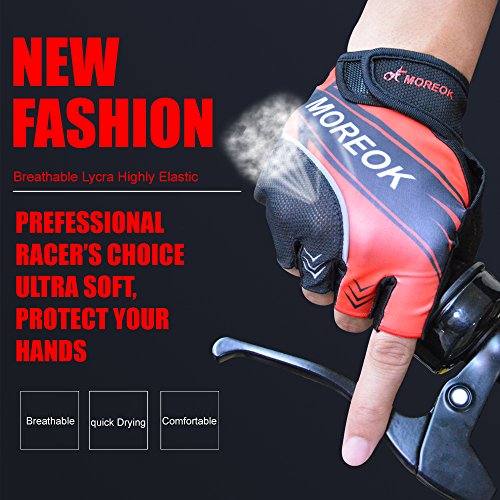 ShareWe Guantes de Ciclismo Deportivos Reflexivo Guantes Gimnasio Mitad Dedo Guantes de Carreras para Ciclismo de Verano para Bicicleta MTB Crossfit Entrenamientos Mujer y Hombre (Rojo, M)