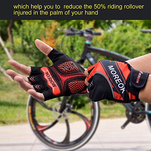 ShareWe Guantes de Ciclismo Deportivos Reflexivo Guantes Gimnasio Mitad Dedo Guantes de Carreras para Ciclismo de Verano para Bicicleta MTB Crossfit Entrenamientos Mujer y Hombre (Rojo, M)