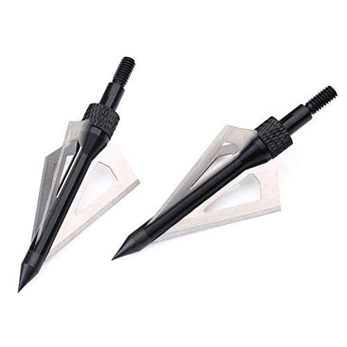 SHARROW 12 Piezas Puntas de Flechas 3 Hojas Cuchillas Agudas Broadhead 100 Grains con Caja para Flechas de Ballesta Flechas de Carbono (Negro)