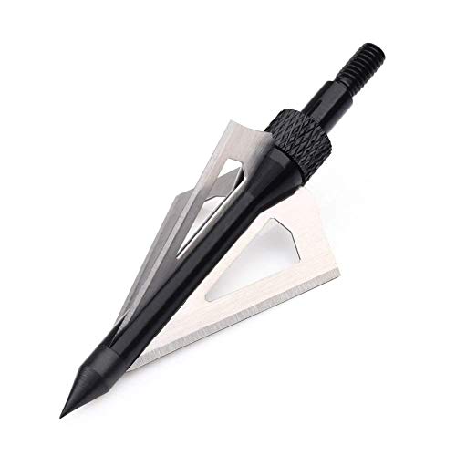 SHARROW 12 Piezas Puntas de Flechas 3 Hojas Cuchillas Agudas Broadhead 100 Grains con Caja para Flechas de Ballesta Flechas de Carbono (Negro)